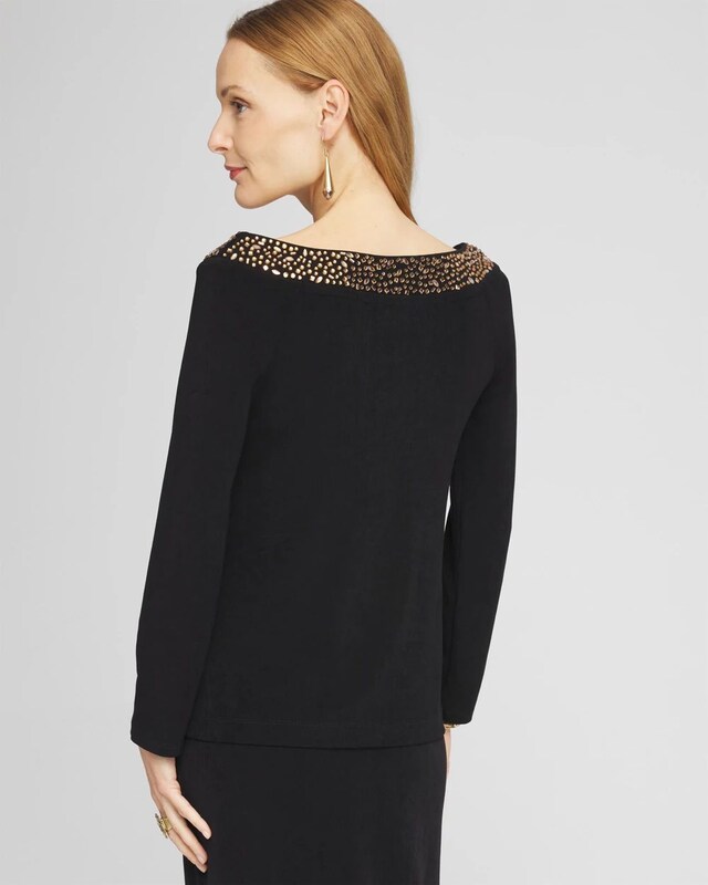 Travelers Rhinestone V-neck Top - image 3